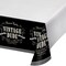 Party Central Pack of 6 White and Black &#x22;Vintage Dude&#x22; Disposable Banquet Party Table Covers 108&#x22;